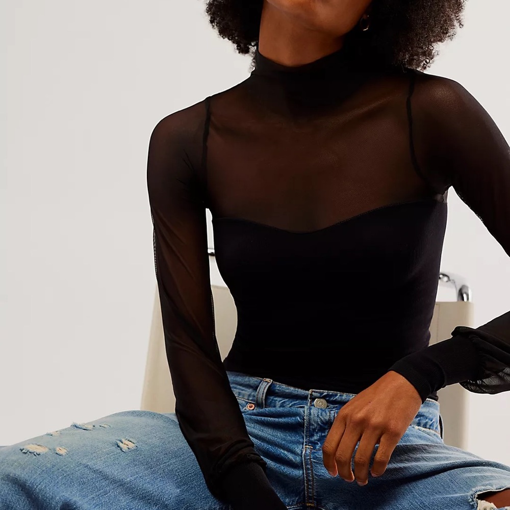 Free people mesh top Light Up Layering Top